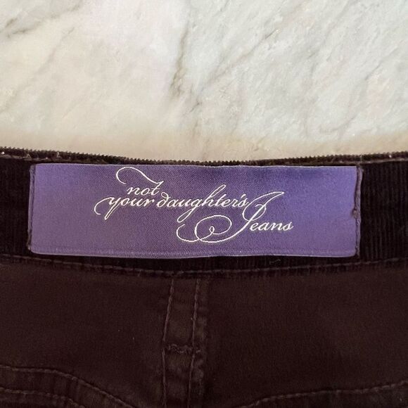 NYDJ women’s straight leg velvet jeans size 14 chocolate brown stitched detail - Picture 4 of 7